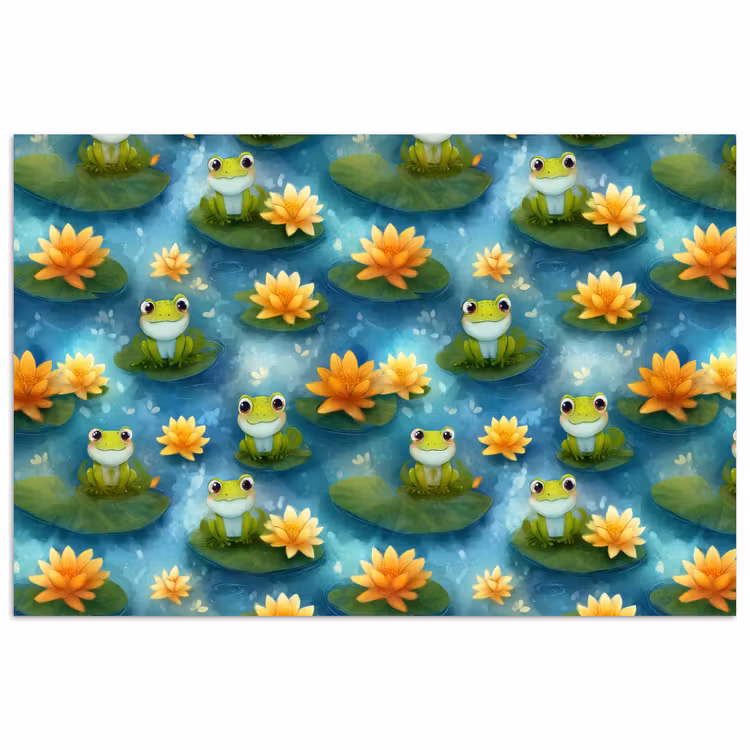 Kikker - Lelies - Groen poster papier klein 62 -3d