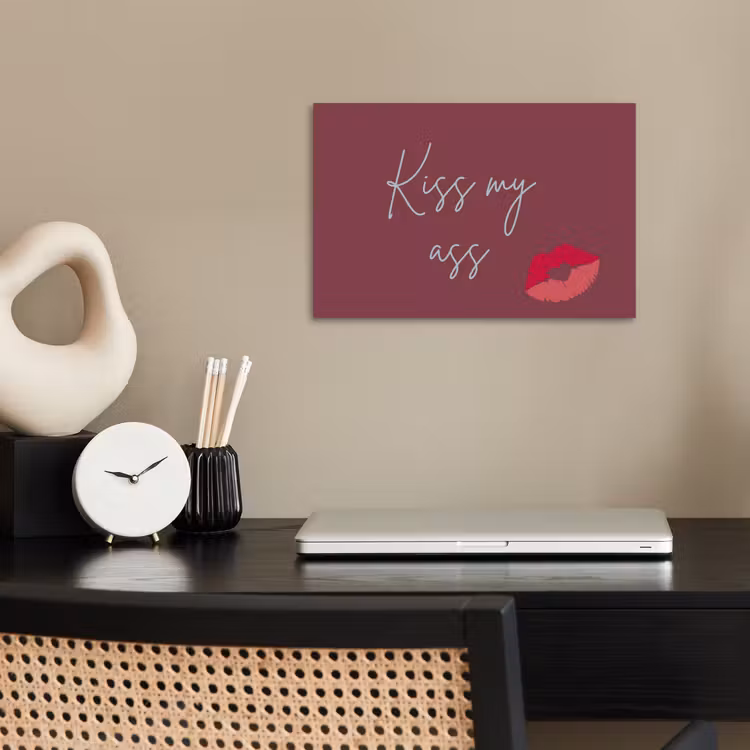Kiss my ass - Lip - Bordeaux poster papier klein -sfeer1