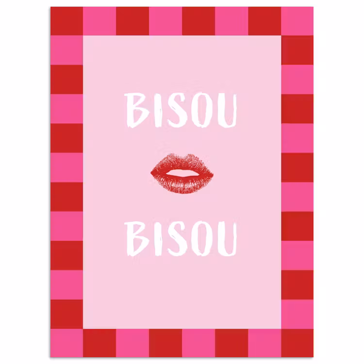 Kiss - Roze - Frans - Valentijn poster papier klein -3d