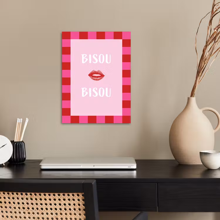 Kiss - Roze - Frans - Valentijn poster papier klein -sfeer1