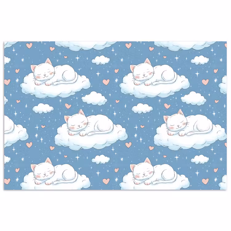 Kitten - Wolken - Blauw poster papier klein 62 -3d