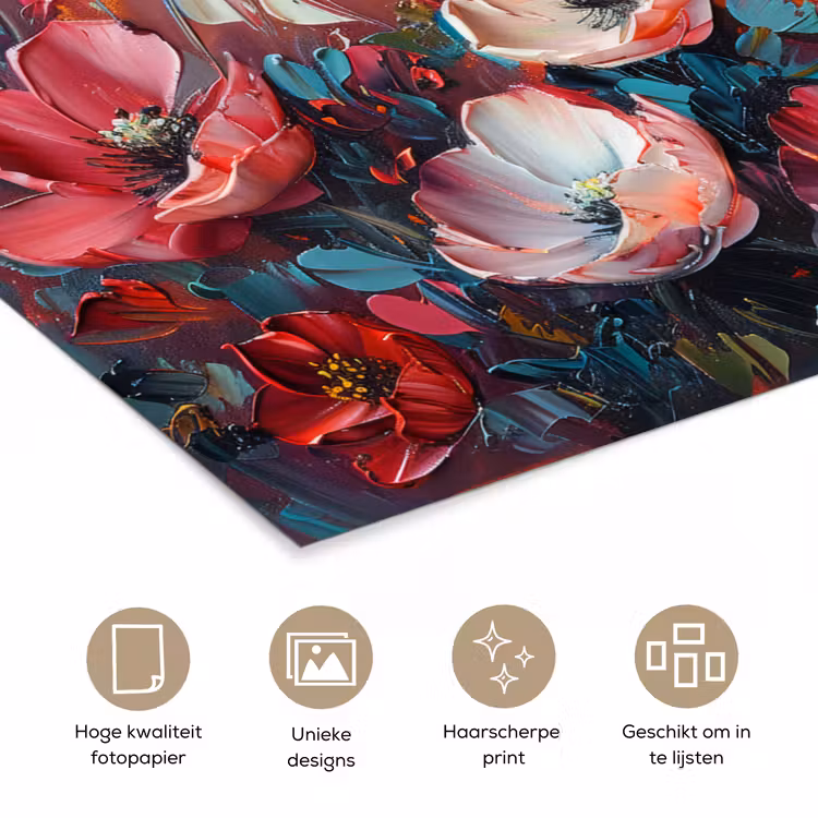 Klaprozen - Roze - Bloemen - Botanisch - Kunst poster papier klein -closeup_NL