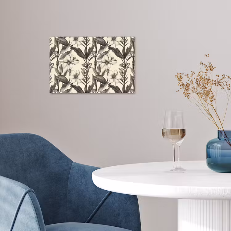 Klassiek - Botanisch - Zwart - Beige poster papier klein 62 -sfeer3