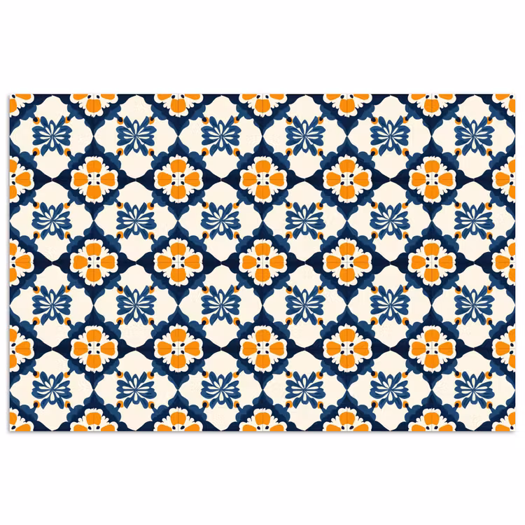 Klassiek - Geometrisch - Blauw poster papier klein 62 -3d