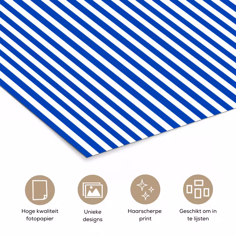 Klassiek - Strepen - Blauw poster papier klein 62 -closeup_NL