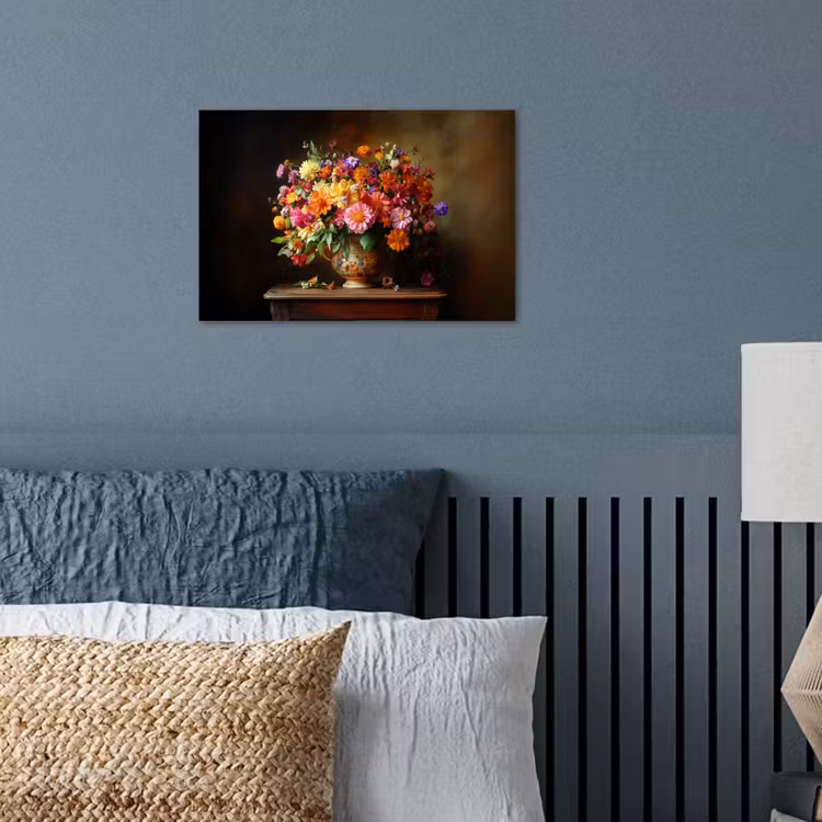 Kleuren - Boeket - Vaas - Hout poster papier klein -sfeer2