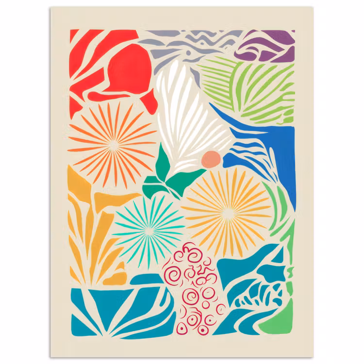 Kleurrijk - Abstract - Bloemen - Patronen poster papier klein -3d