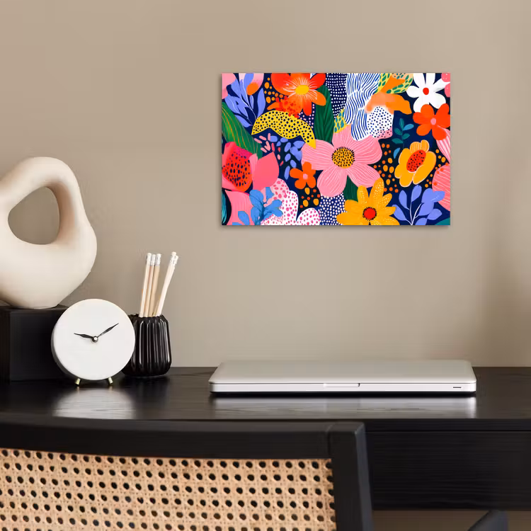 Kleurrijk - Bloemen - Abstract - Stippen poster papier klein -sfeer1
