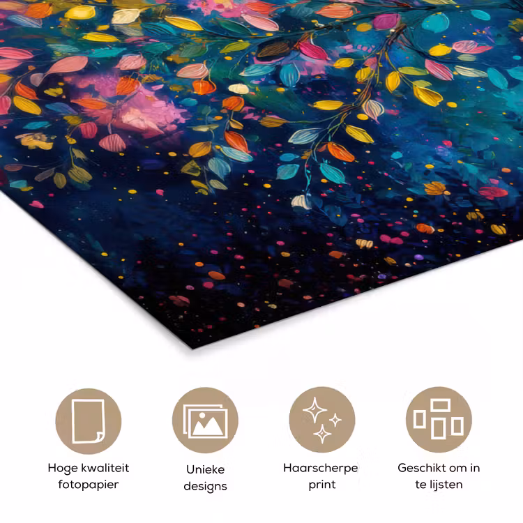 Kleurrijk - Boom - Magisch - Abstract poster papier klein -closeup_NL