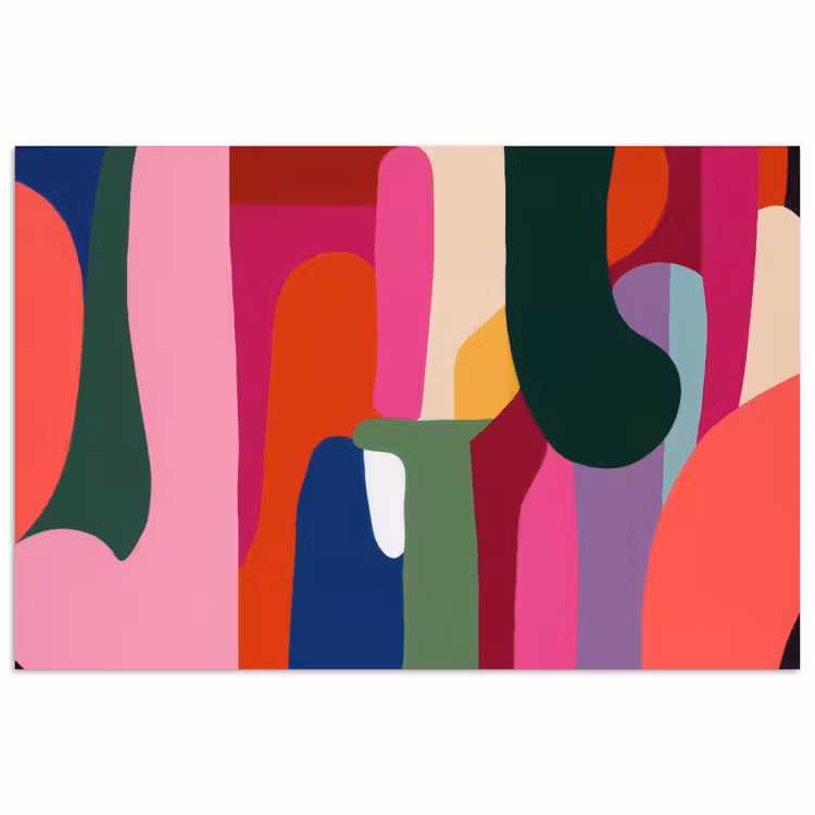 Kleurvakken - Recht - Rond - Abstract poster papier klein -3d
