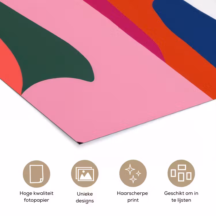 Kleurvakken - Recht - Rond - Abstract poster papier klein -closeup_NL