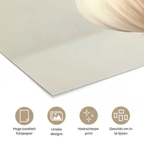 Knoflook - Natuurlijk - Beige poster papier klein -closeup_NL