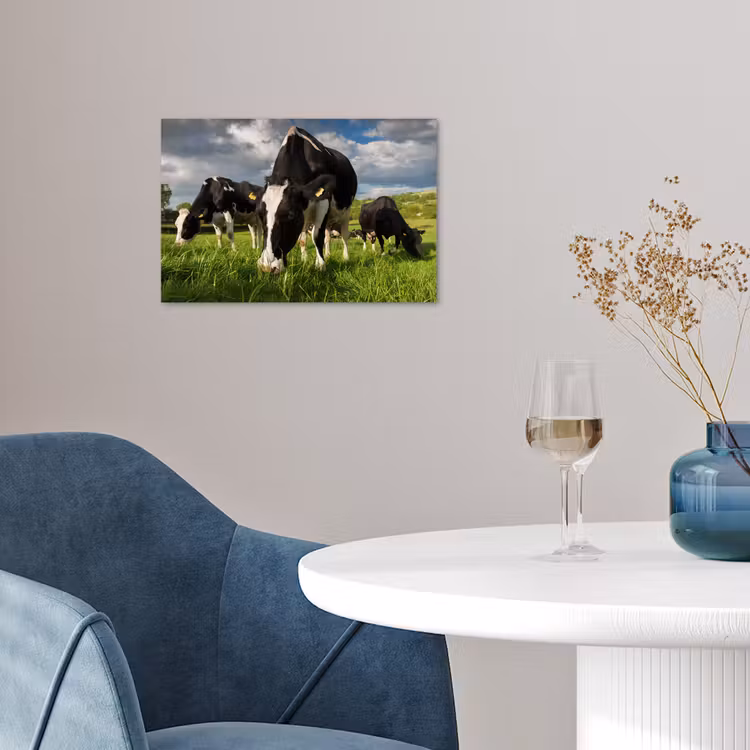 Koeien - Dieren - Gras - Weiland - Boerderij poster papier klein -sfeer3