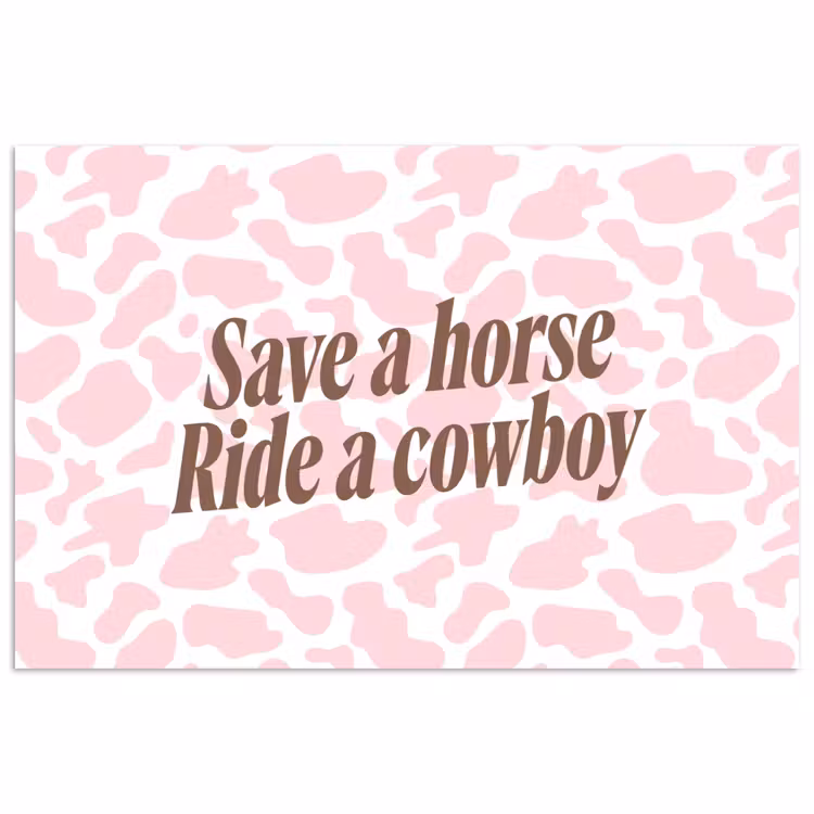 Koeienprint - Roze - Cowboy - Horse poster papier klein -3d