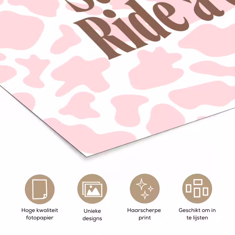 Koeienprint - Roze - Cowboy - Horse poster papier klein -closeup_NL