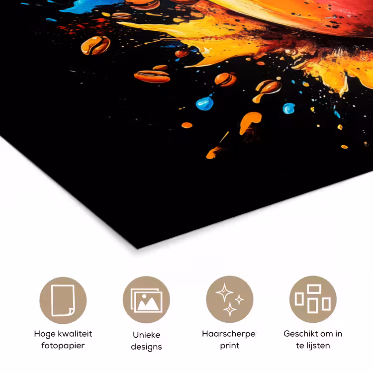 Koffie - Graffiti - Drinken - Abstract poster papier klein -closeup_NL