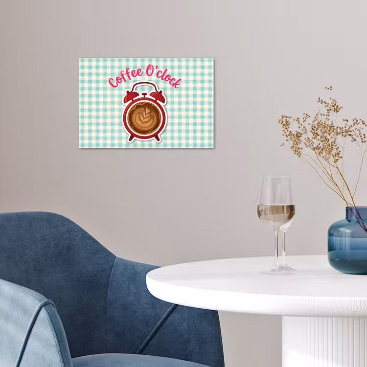 Koffie - Klok - Groen poster papier klein -sfeer3
