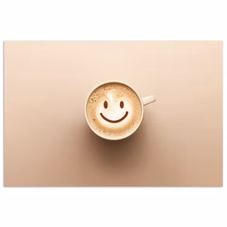 Koffie - Melkschuim - Lach - Beige poster papier klein -3d