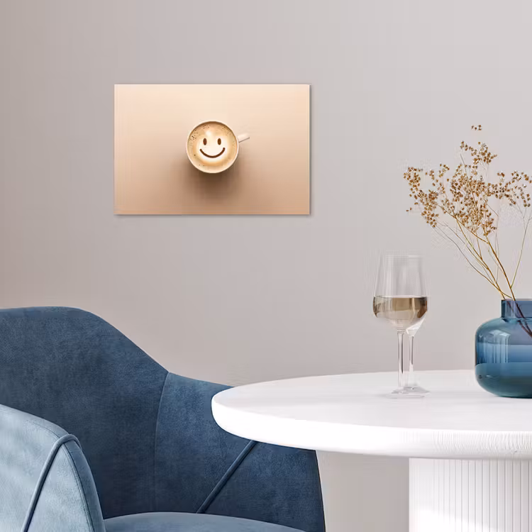 Koffie - Melkschuim - Lach - Beige poster papier klein -sfeer3
