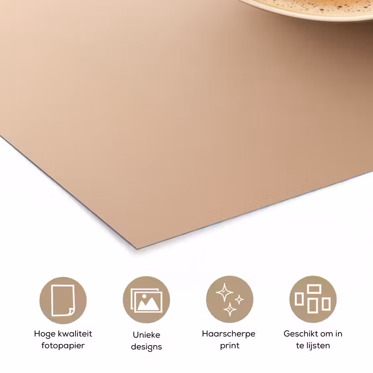 Koffie - Melkschuim - Lach - Beige poster papier klein -closeup_NL