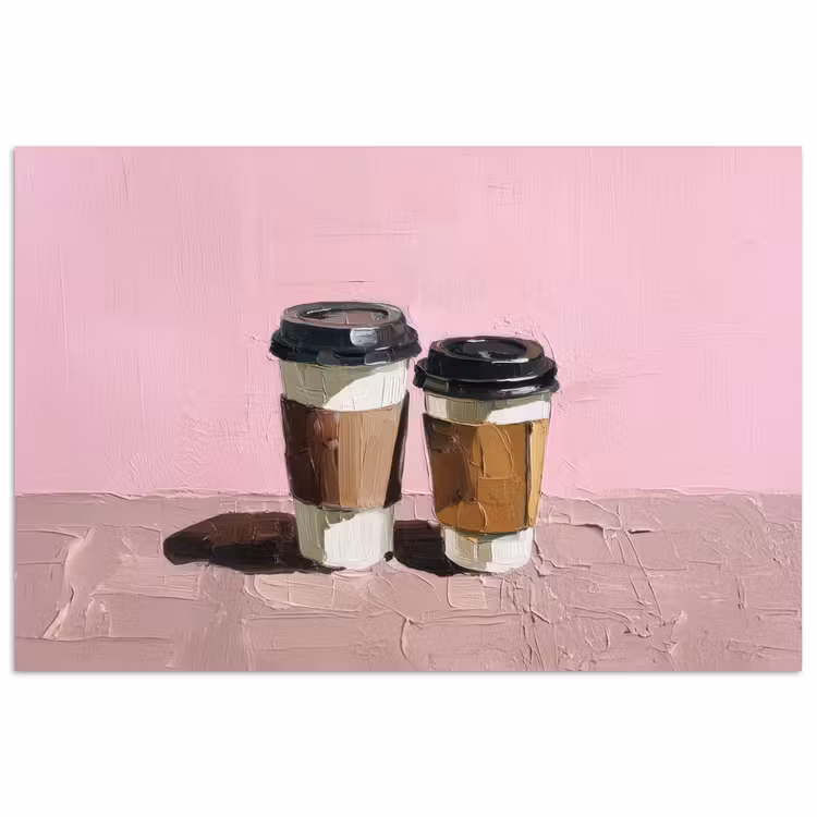 Koffiebekers - Deksel - Verf - Textuur poster papier klein -3d