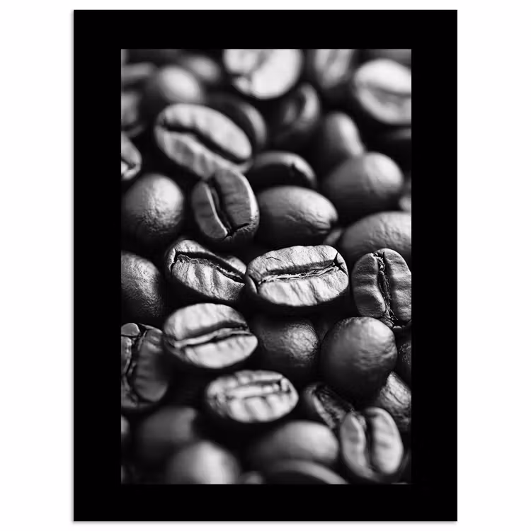 Koffiebonen - Zwart - Vintage poster papier klein -3d