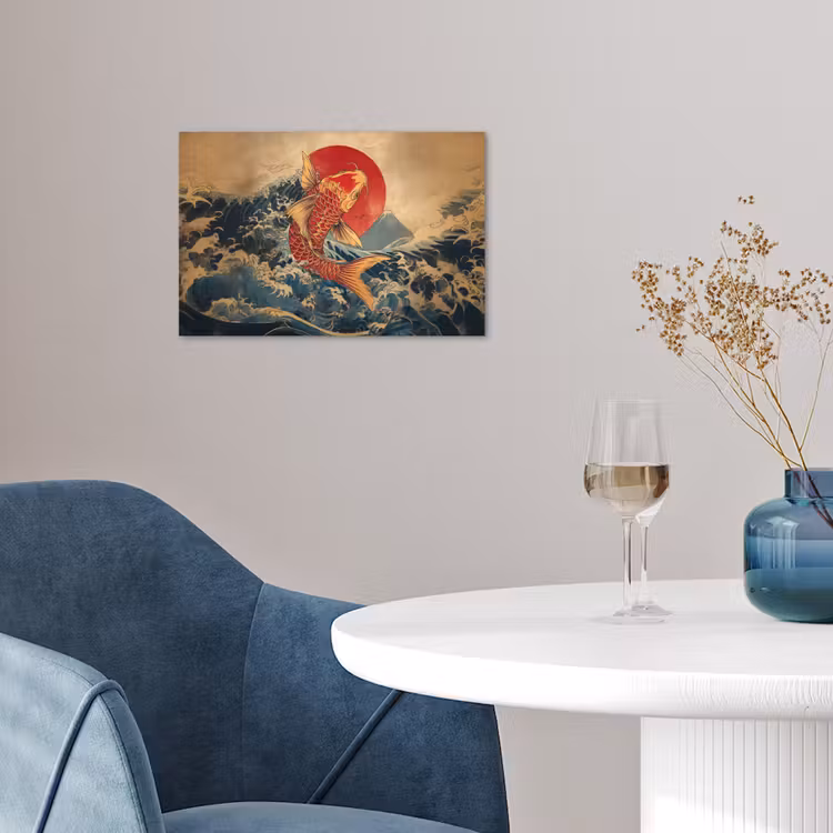 Koi - Zee - Golven - Zon poster papier klein -sfeer3