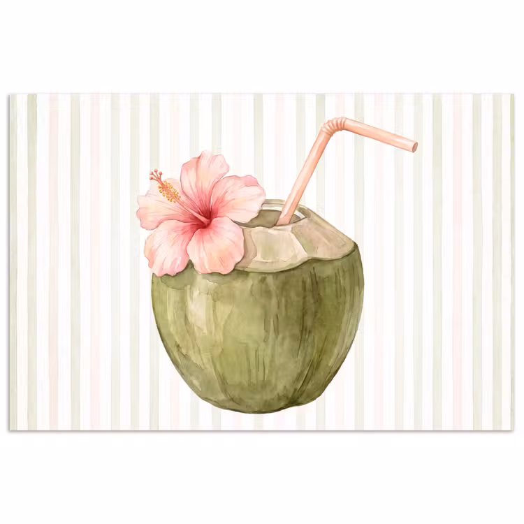 Kokosnoot - Drank - Tropisch - Illustratie - Zomer poster papier klein -3d