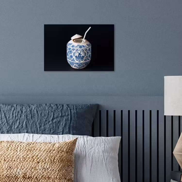 Kokosnoot - Eten - Delfts blauw - Drinken poster papier klein -sfeer2