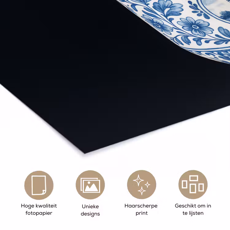 Kokosnoot - Eten - Delfts blauw - Drinken poster papier klein -closeup_NL