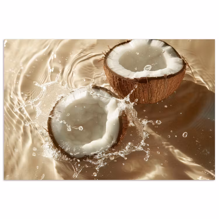 Kokosnoot - Water - Beige - Spetters poster papier klein -3d