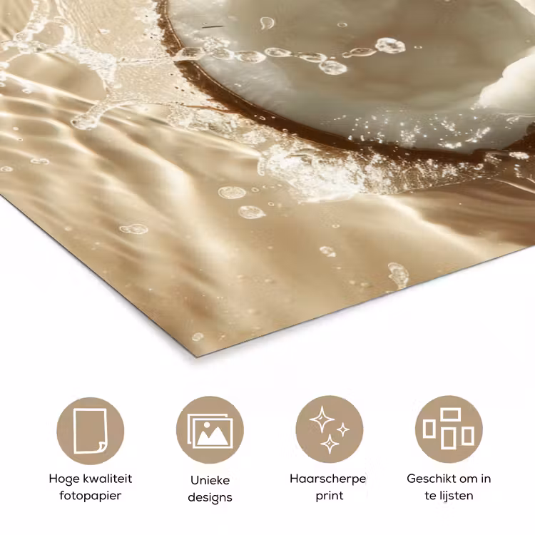 Kokosnoot - Water - Beige - Spetters poster papier klein -closeup_NL