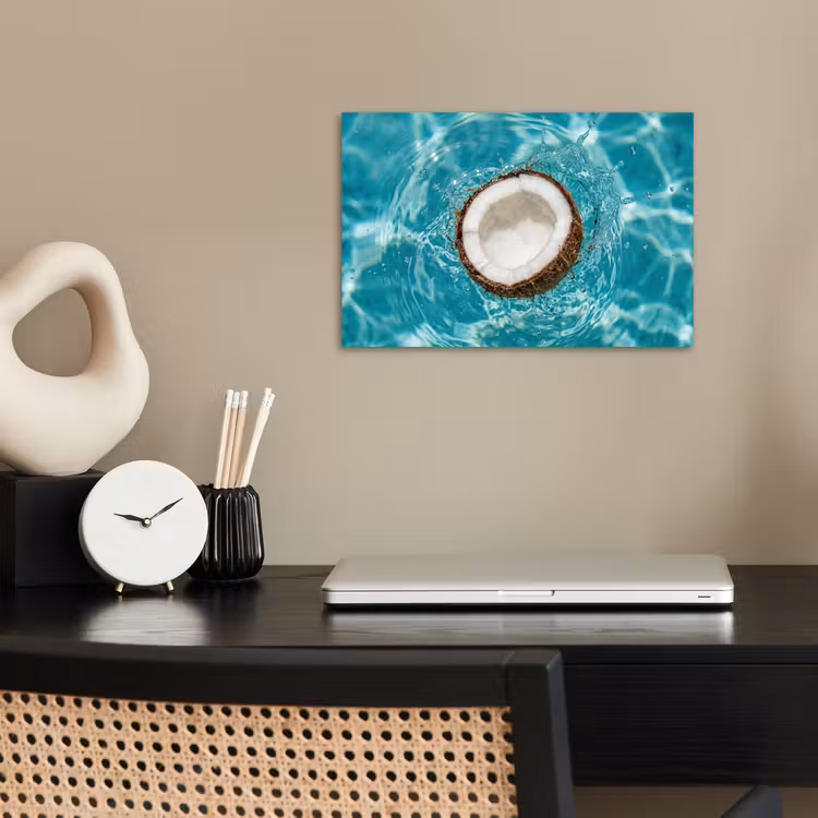Kokosnoot - Water - Wit poster papier klein -sfeer1