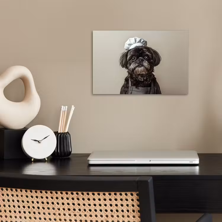 Kokskleding - Zwart - Hondje poster papier klein -sfeer1