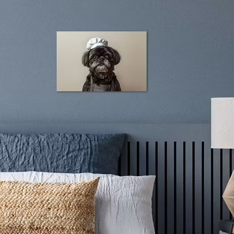 Kokskleding - Zwart - Hondje poster papier klein -sfeer2