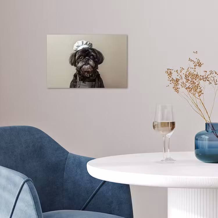 Kokskleding - Zwart - Hondje poster papier klein -sfeer3