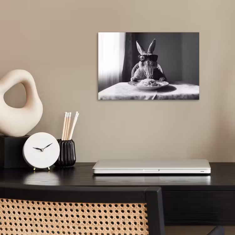 Konijn - Bunny - Zonnebril - Tafelkleed - Pasta - Schattig poster papier klein -sfeer1