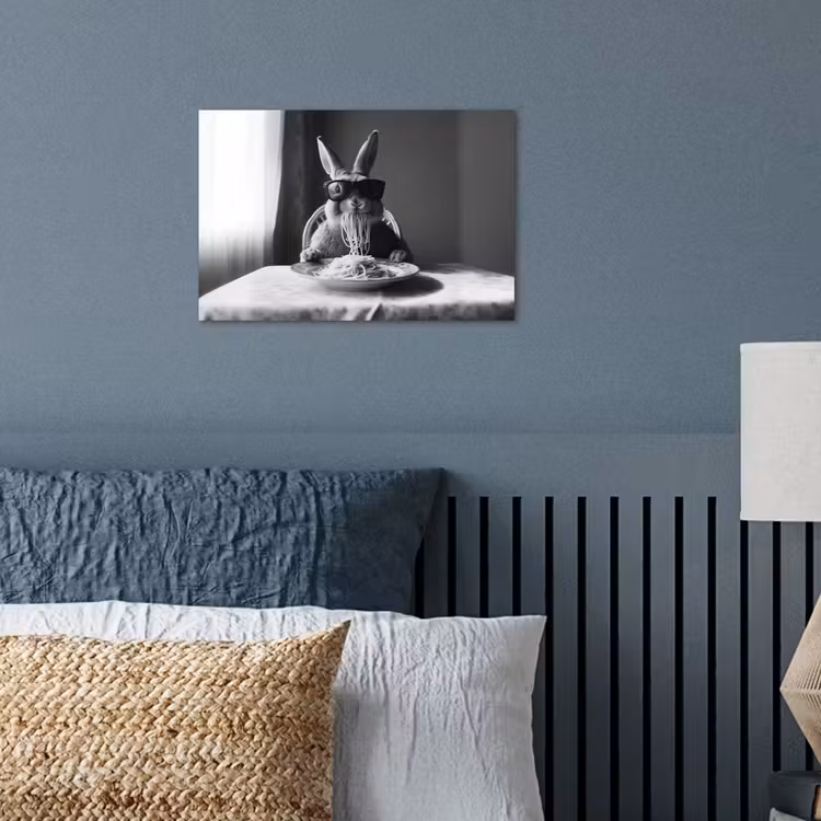 Konijn - Bunny - Zonnebril - Tafelkleed - Pasta - Schattig poster papier klein -sfeer2
