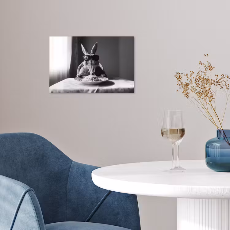 Konijn - Bunny - Zonnebril - Tafelkleed - Pasta - Schattig poster papier klein -sfeer3