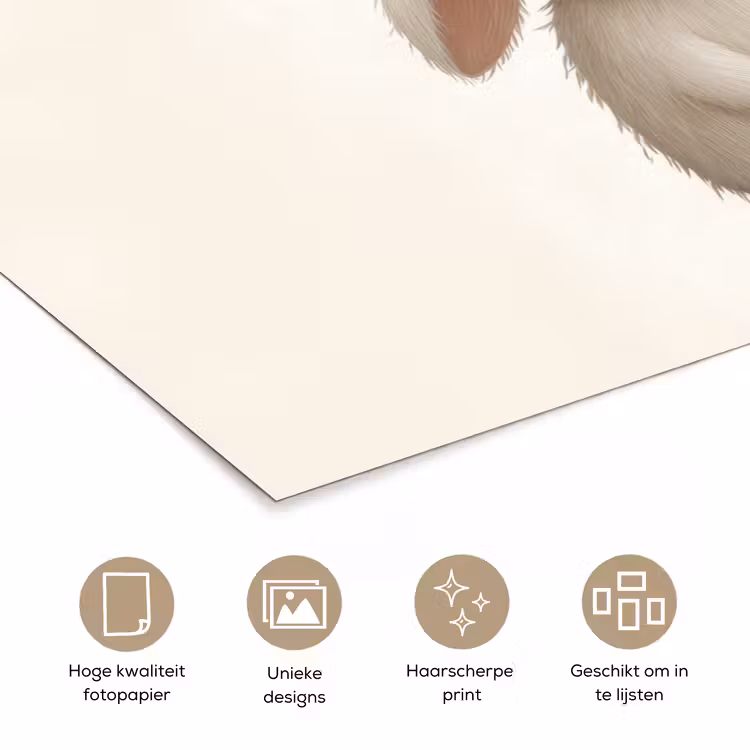 Konijn - Muts - Oren - Beige poster papier klein -closeup_NL