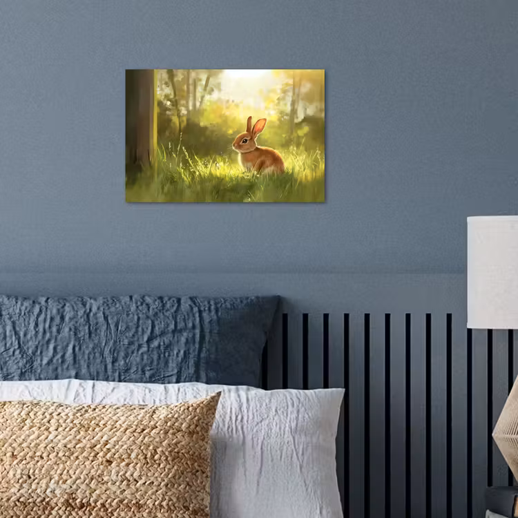 Konijn - Zonlicht - Bos poster papier klein -sfeer2