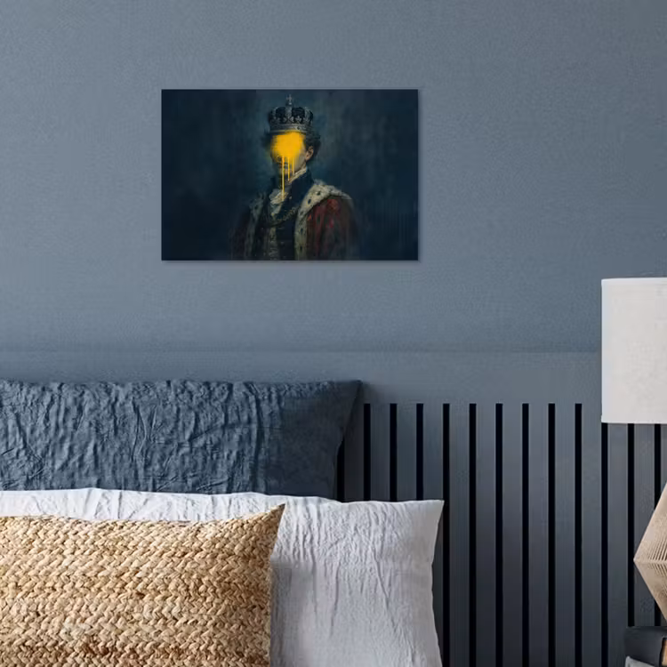 Koning - Portret - Druipende gele verf poster papier klein -sfeer2