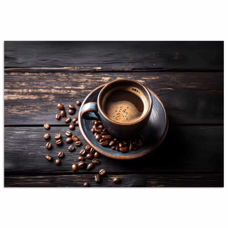 Kop - Koffie - Hout - Bonen poster papier klein -3d