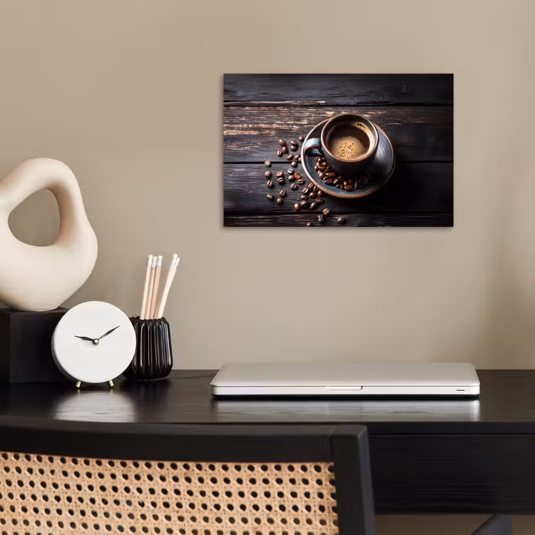 Kop - Koffie - Hout - Bonen poster papier klein -sfeer1