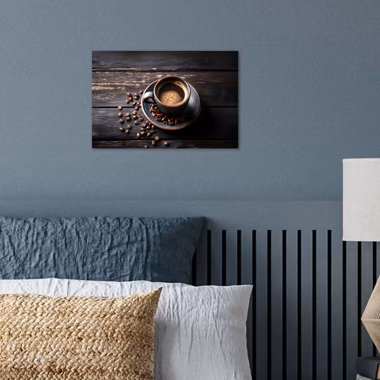 Kop - Koffie - Hout - Bonen poster papier klein -sfeer2