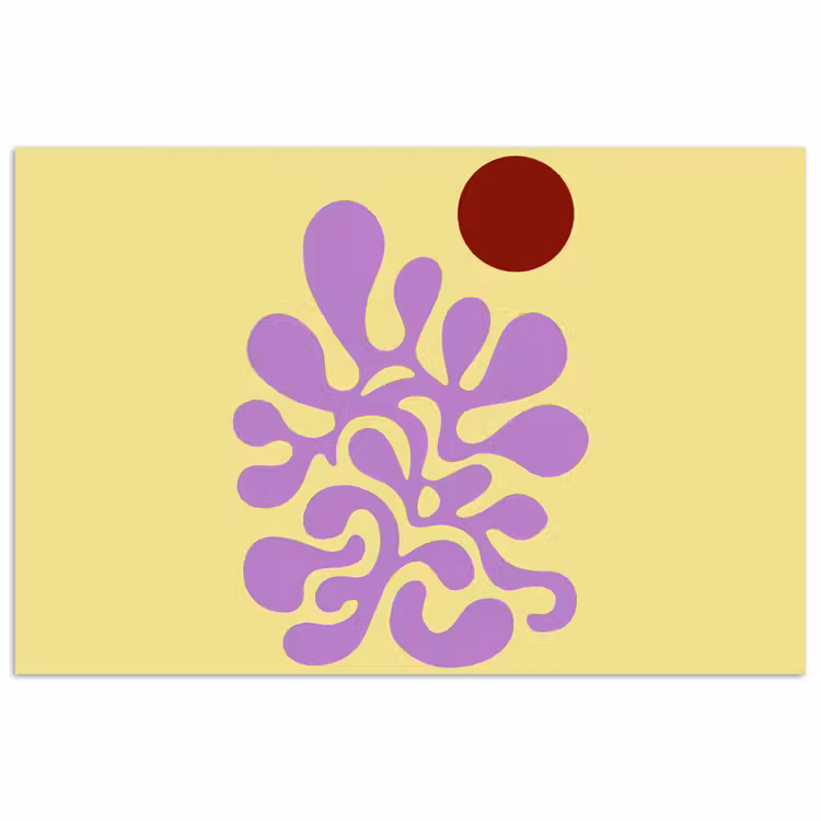 Koraal - Cirkel - Abstract - Geel poster papier klein -3d