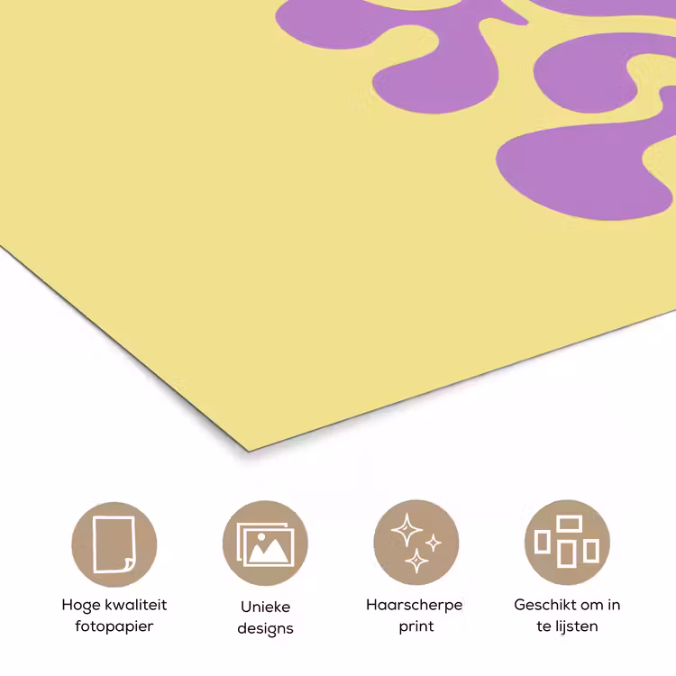Koraal - Cirkel - Abstract - Geel poster papier klein -closeup_NL