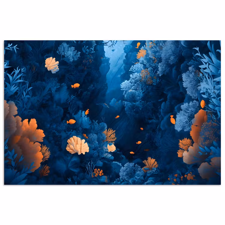 Koraalrif - Vissen - Oceaan - Blauw poster papier klein -3d
