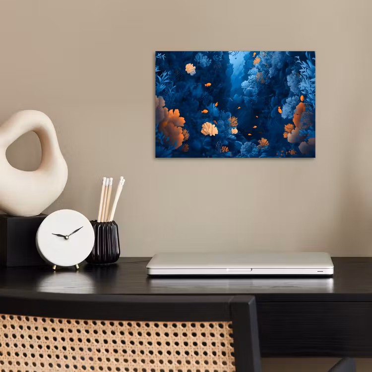 Koraalrif - Vissen - Oceaan - Blauw poster papier klein -sfeer1