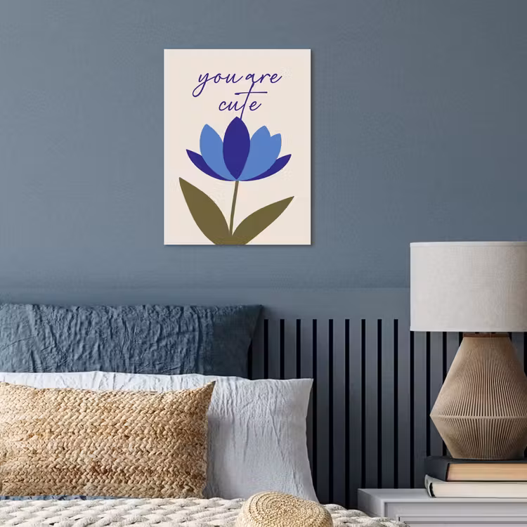 Korenbloem - Valentijn - Bloem - Blauw poster papier klein -sfeer2